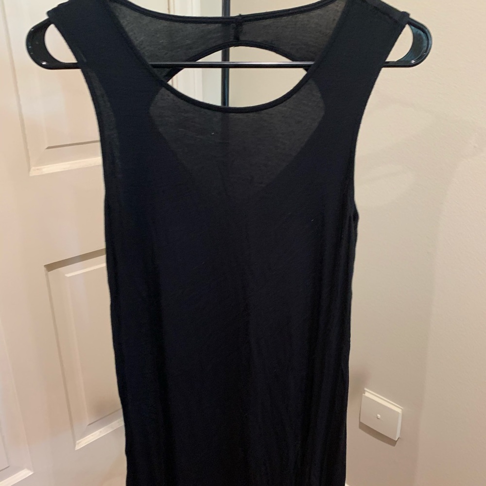 Plain black sleeveless dress with back cut out